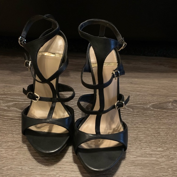 Marciano Shoes - Marciano Black Strappy Leather Gladiator Stiletto Heels.